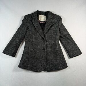 Cartonnier Blazer Womens Medium Black Tweed Jacket Office Single Vent